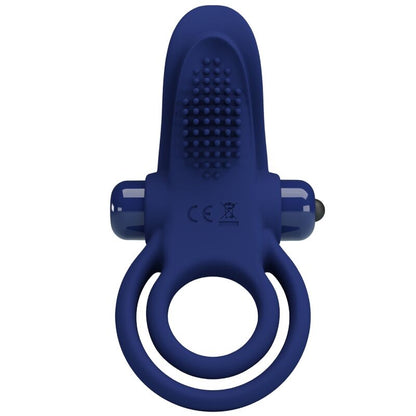 Pretty Love Bronson Anel Peniano Duplo Vibratório Azul em silicone