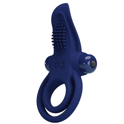 Pretty Love Bronson Anel Peniano Duplo Vibratório Azul em silicone