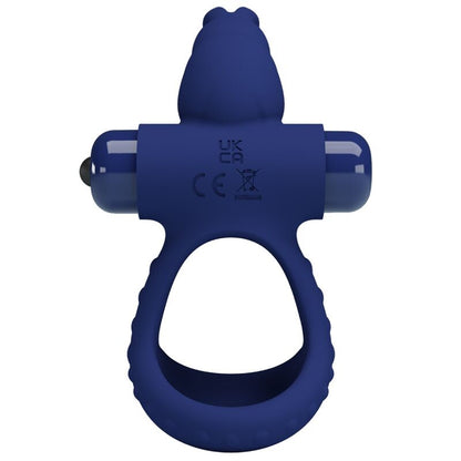 Anel Vibrante Duplo Coelho Azul PRETTY LOVE em silicone, ideal para intensificar o prazer e ereções.