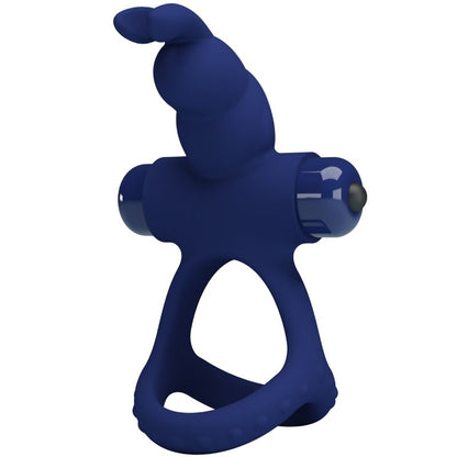 Anel Vibrante Duplo Coelho Azul PRETTY LOVE em silicone, ideal para intensificar o prazer e ereções.