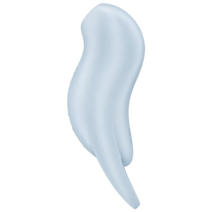 Close-up do Satisfyer Pocket Pro 1 Estimulador Clitoriano na cor azul claro, mostrando o seu design ergonómico e abertura para ondas de pressão.
