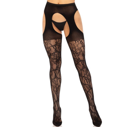LEG AVENUE - MEDIAS DE ENCAJE NEGRAS