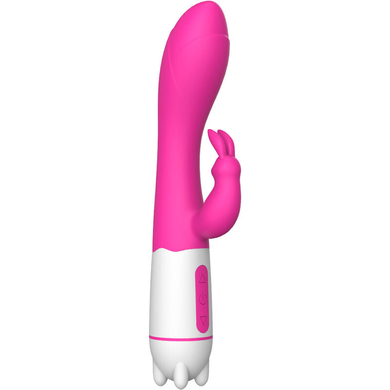 Vibrador e estimulador de coelho ARMONY Happy fúcsia com 36 padrões de vibração.