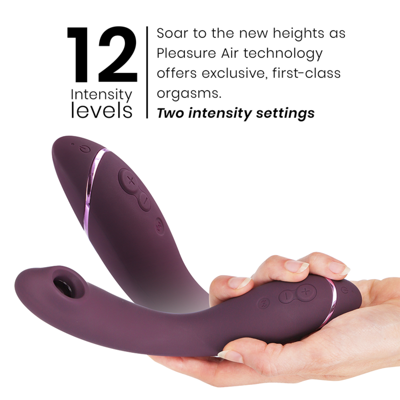 Close-up do Vibrador Womanizer OG G-Spot Aubergine com tecnologia Pleasure Air.