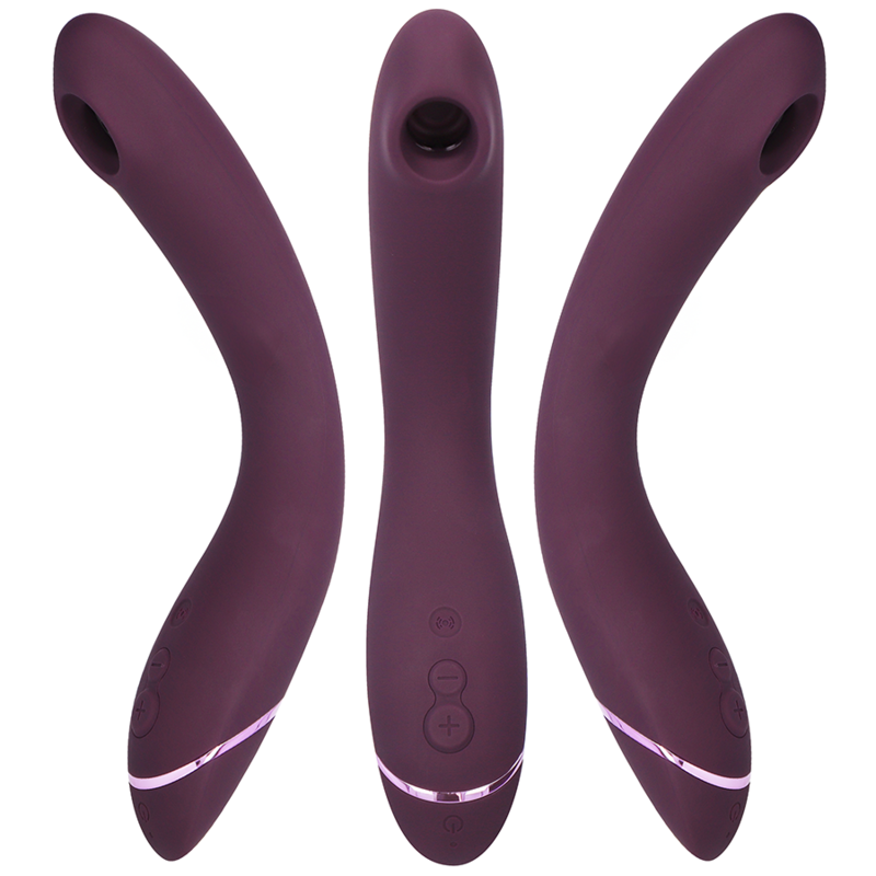 Close-up do Vibrador Womanizer OG G-Spot Aubergine com tecnologia Pleasure Air.