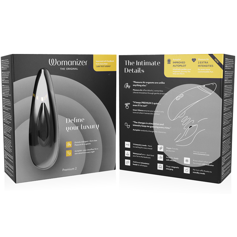 Womanizer Premium 2 Estimulador Clitoriano preto com Tecnologia Pleasure Air