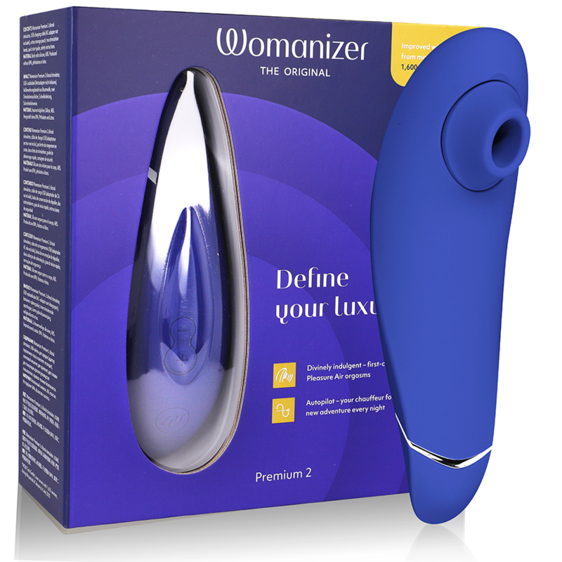 Womanizer Premium 2 Estimulador Clitoriano Blueberry, com tecnologia Pleasure Air para prazer sem contato.