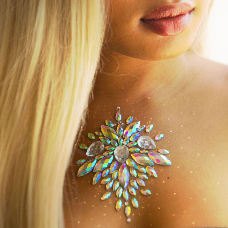 Jóia adesiva de corpo Leg Avenue Celestial com strass iridescentes