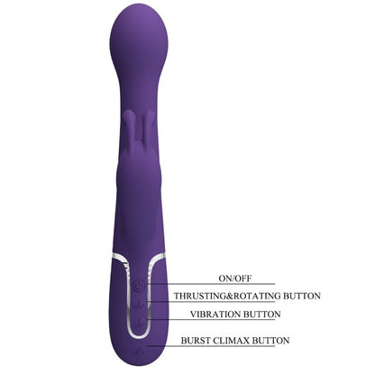 PRETTY LOVE Vibrador Coelho Dejon 3 em 1 Multifunções Roxo para prazer combinado.