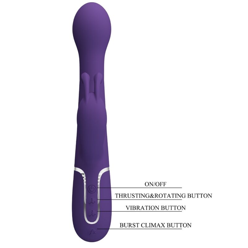PRETTY LOVE Vibrador Coelho Dejon 3 em 1 Multifunções Roxo para prazer combinado.