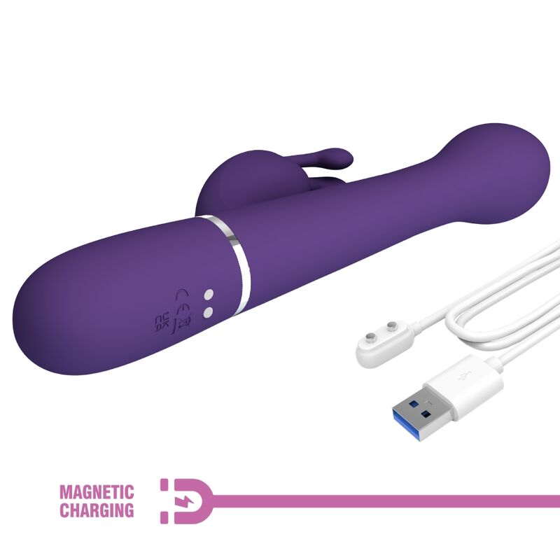 PRETTY LOVE Vibrador Coelho Dejon 3 em 1 Multifunções Roxo para prazer combinado.