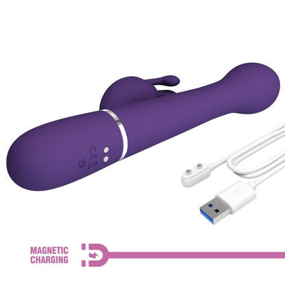 PRETTY LOVE Vibrador Coelho Dejon 3 em 1 Multifunções Roxo para prazer combinado.