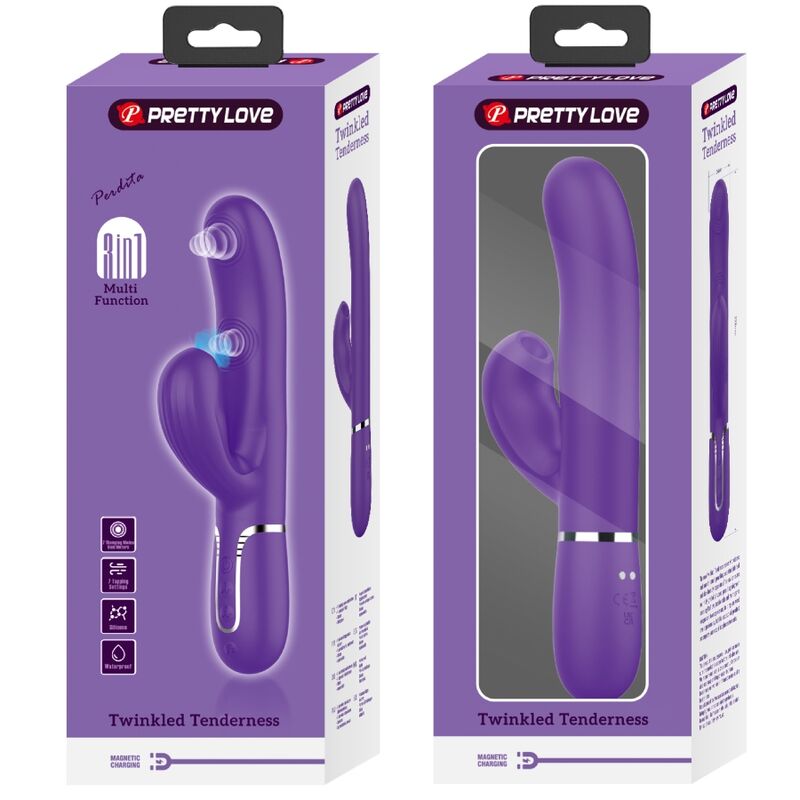 Vibrador Pretty Love Perlita G-Spot 3 em 1 Multifunções Roxo, em silicone macio
