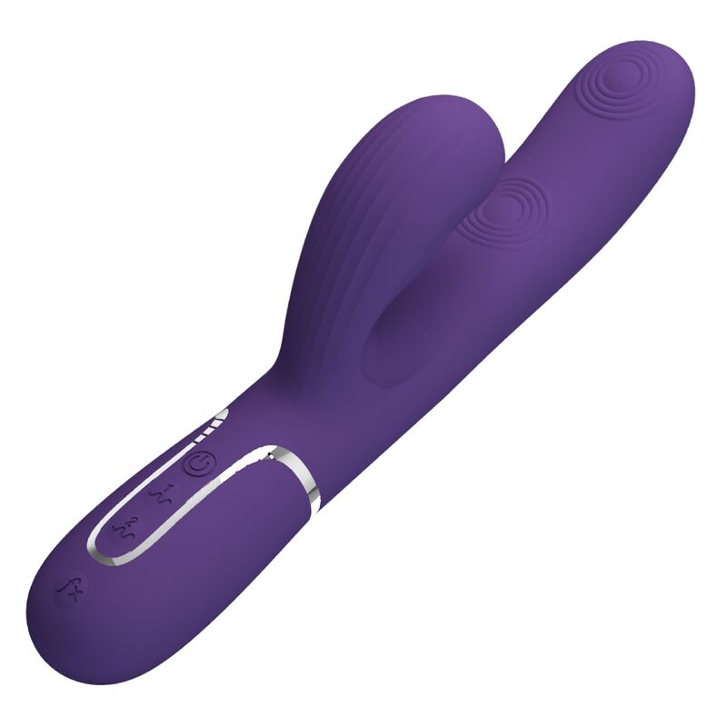 Vibrador Pretty Love Perlita G-Spot 3 em 1 Multifunções Roxo, em silicone macio