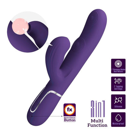 Vibrador Pretty Love Perlita G-Spot 3 em 1 Multifunções Roxo, em silicone macio
