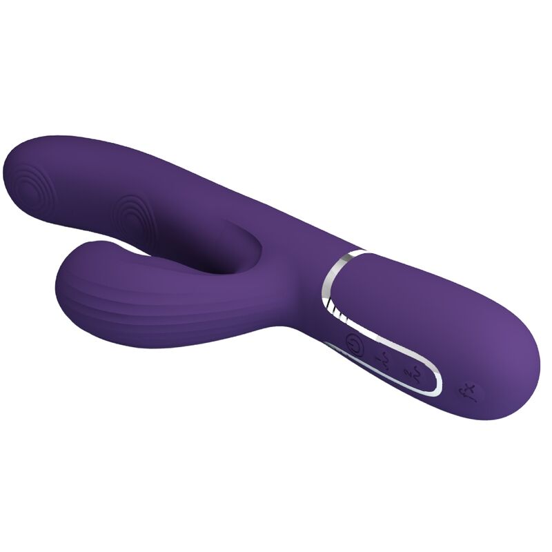 Vibrador Pretty Love Perlita G-Spot 3 em 1 Multifunções Roxo, em silicone macio