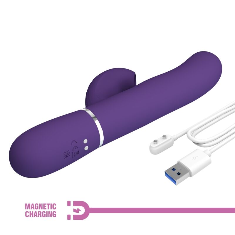 Vibrador Pretty Love Perlita G-Spot 3 em 1 Multifunções Roxo, em silicone macio