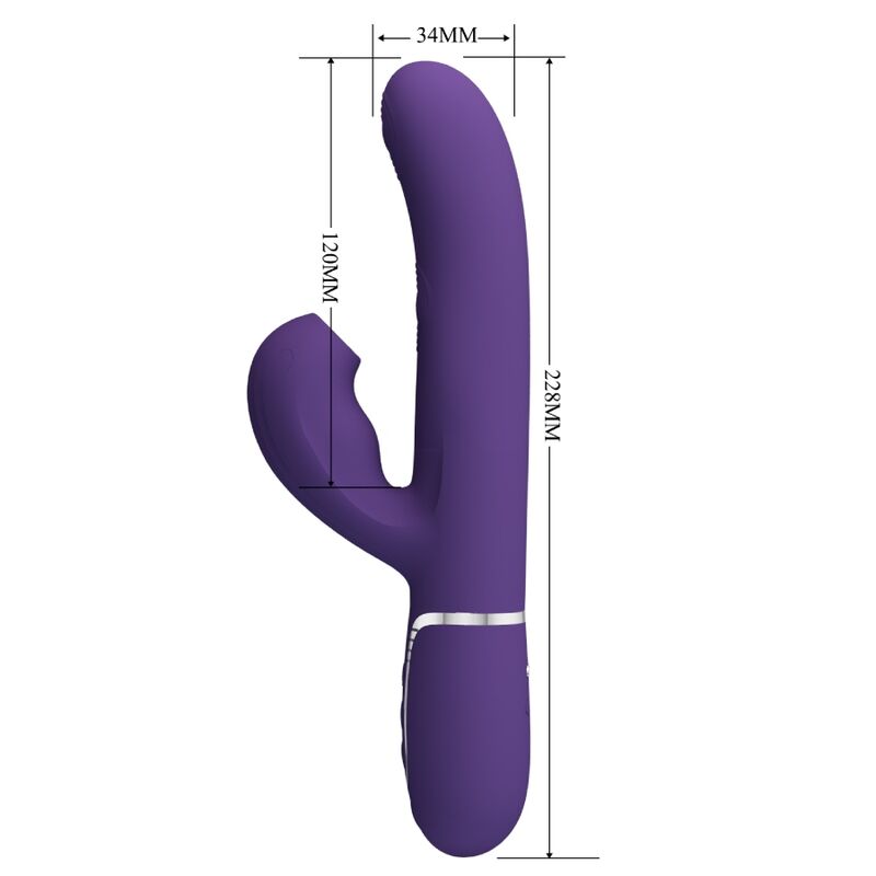 Vibrador Pretty Love Perlita G-Spot 3 em 1 Multifunções Roxo, em silicone macio