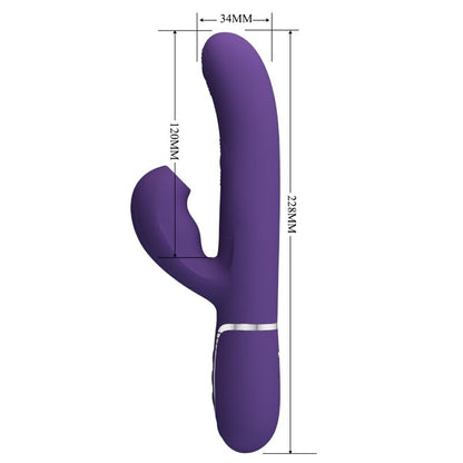 Vibrador Pretty Love Perlita G-Spot 3 em 1 Multifunções Roxo, em silicone macio