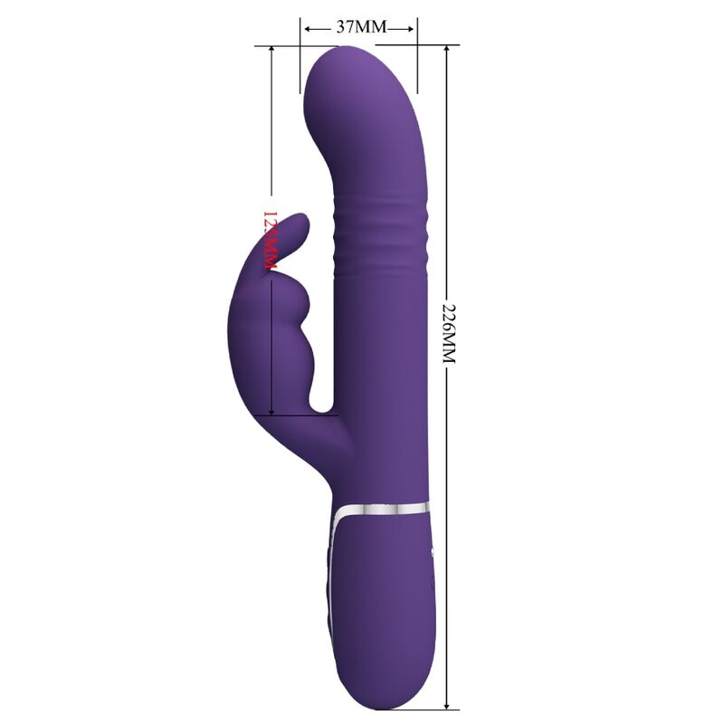 Close-up do PRETTY LOVE Vibrador Coelho Coale 4 em 1 Roxo, mostrando o design ergonómico e a textura do silicone.