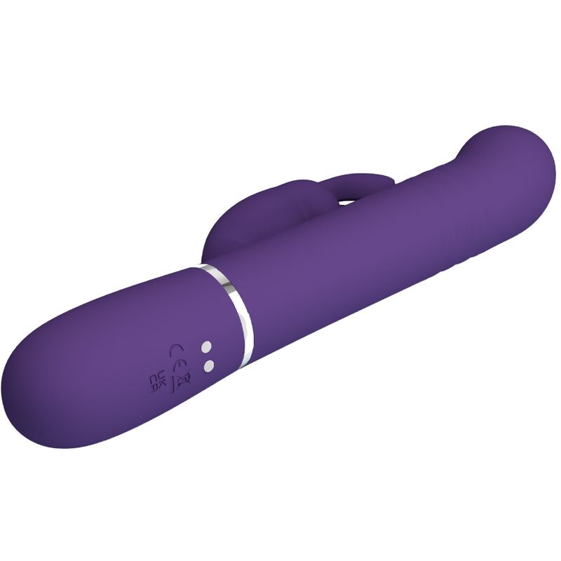 Close-up do PRETTY LOVE Vibrador Coelho Coale 4 em 1 Roxo, mostrando o design ergonómico e a textura do silicone.