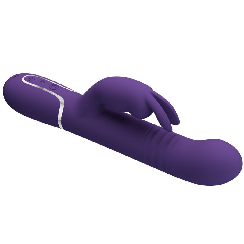 Close-up do PRETTY LOVE Vibrador Coelho Coale 4 em 1 Roxo, mostrando o design ergonómico e a textura do silicone.