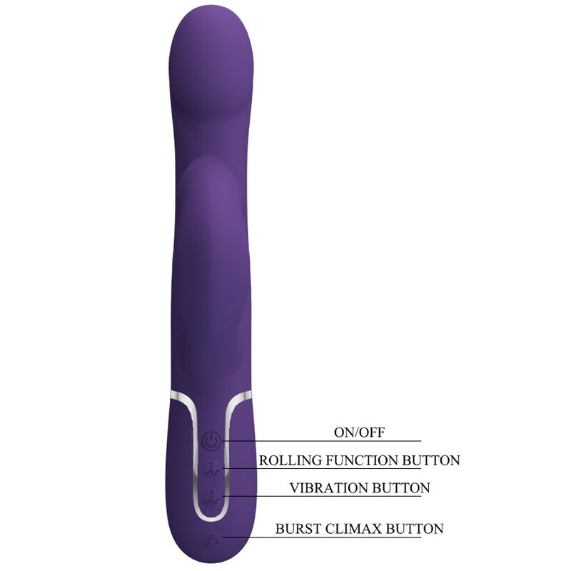 Vibrador de coelho PRETTY LOVE Zalin 4 em 1 roxo com pérolas e estimulador clitoriano.