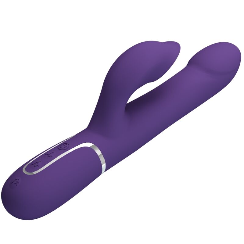 Vibrador de coelho PRETTY LOVE Zalin 4 em 1 roxo com pérolas e estimulador clitoriano.
