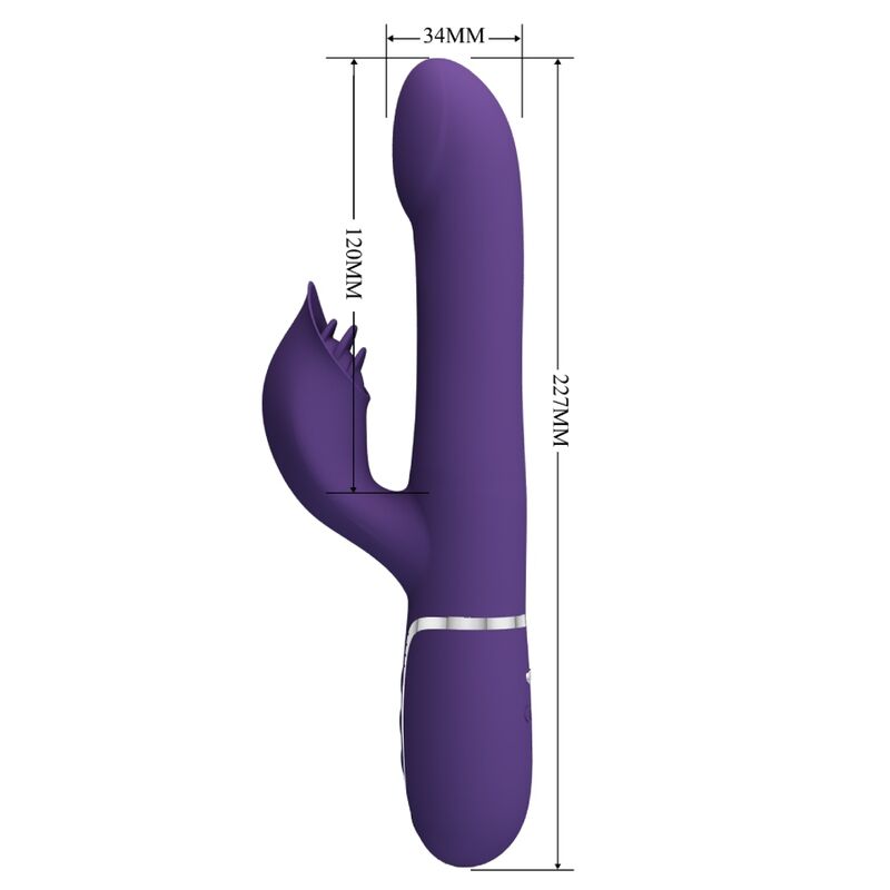 Vibrador de coelho PRETTY LOVE Zalin 4 em 1 roxo com pérolas e estimulador clitoriano.