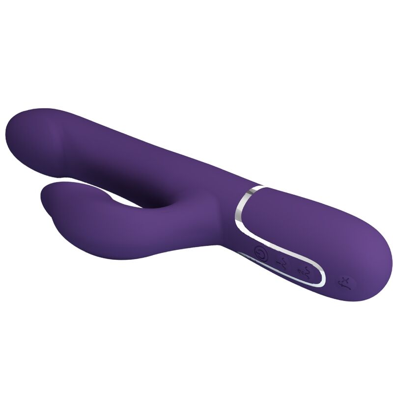 Vibrador de coelho PRETTY LOVE Zalin 4 em 1 roxo com pérolas e estimulador clitoriano.
