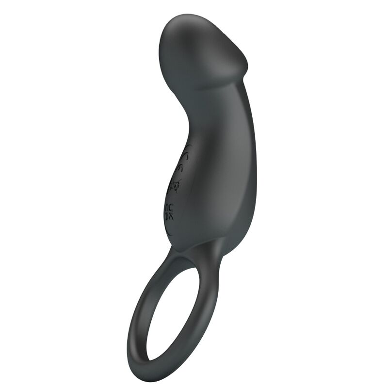 Close-up do Anel Vibratório PRETTY LOVE com Estimulador e Controlo Remoto, destacando o seu design ergonómico e material de silicone seguro para o corpo.