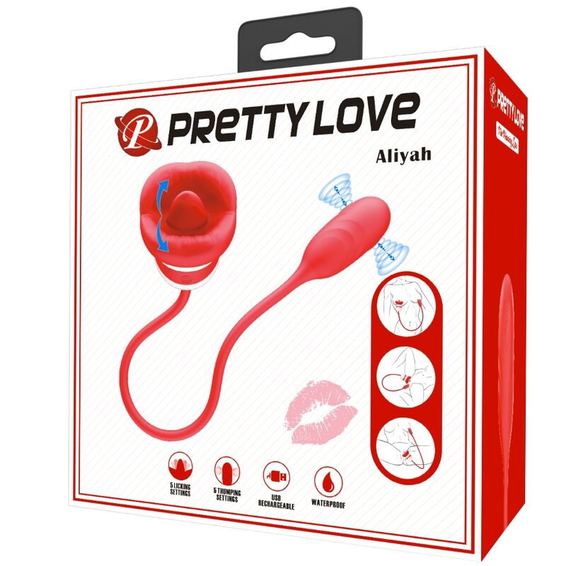 PRETTY LOVE Masturbador Aliyah Boca Vermelha com Língua Vibratória para Prazer Oral