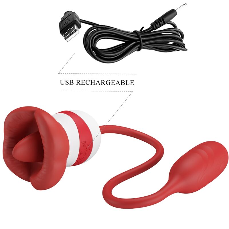 PRETTY LOVE Masturbador Aliyah Boca Vermelha com Língua Vibratória para Prazer Oral