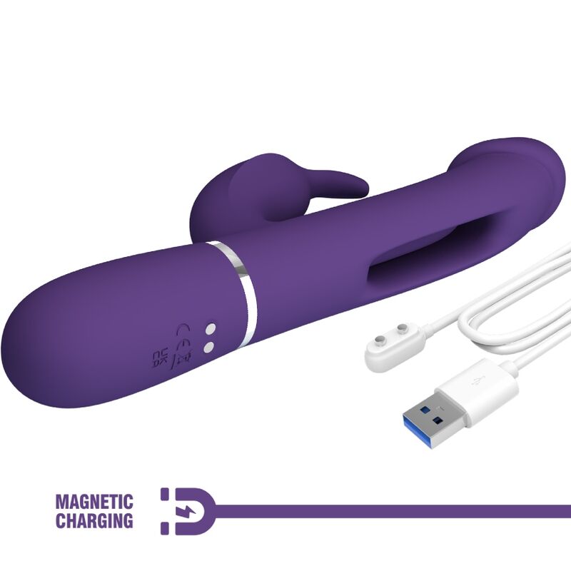 BONITO AMOR Vibrador Coelho Multifunção 3 em 1 com Língua Violeta, close-up do design e textura.