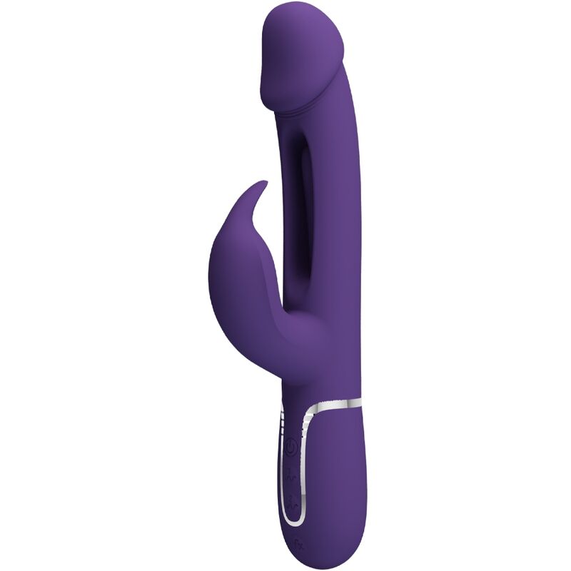 BONITO AMOR Vibrador Coelho Multifunção 3 em 1 com Língua Violeta, close-up do design e textura.