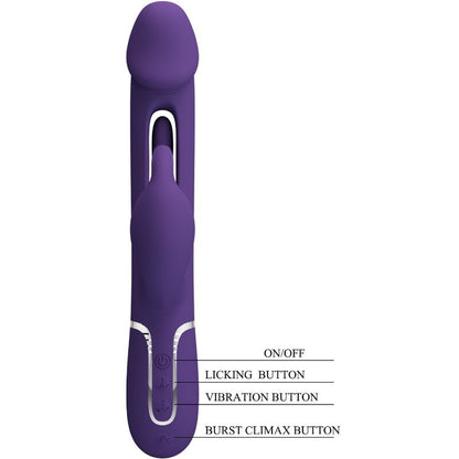 BONITO AMOR Vibrador Coelho Multifunção 3 em 1 com Língua Violeta, close-up do design e textura.