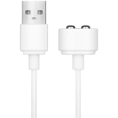 Satisfyer Cabo Carregador USB Original para dispositivos de prazer, mostrando o conector USB e o conector proprietário.