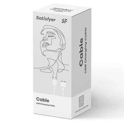 Satisfyer Cabo Carregador USB Original para dispositivos de prazer, mostrando o conector USB e o conector proprietário.