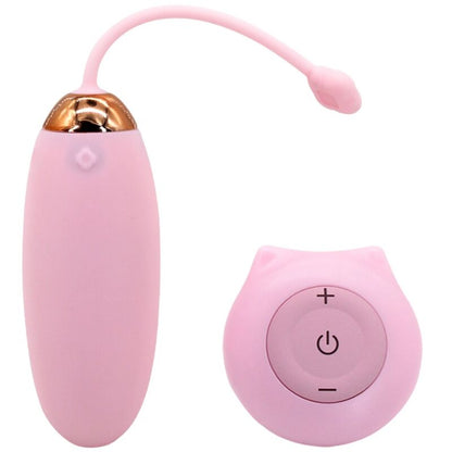 Armony Kitty Fun Ovo Vibratório com Controle Remoto em rosa, mostrando o dispositivo e o controle.