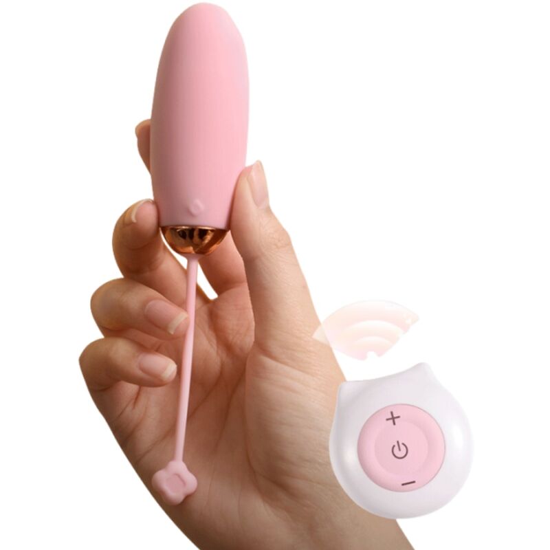 Armony Kitty Fun Ovo Vibratório com Controle Remoto em rosa, mostrando o dispositivo e o controle.