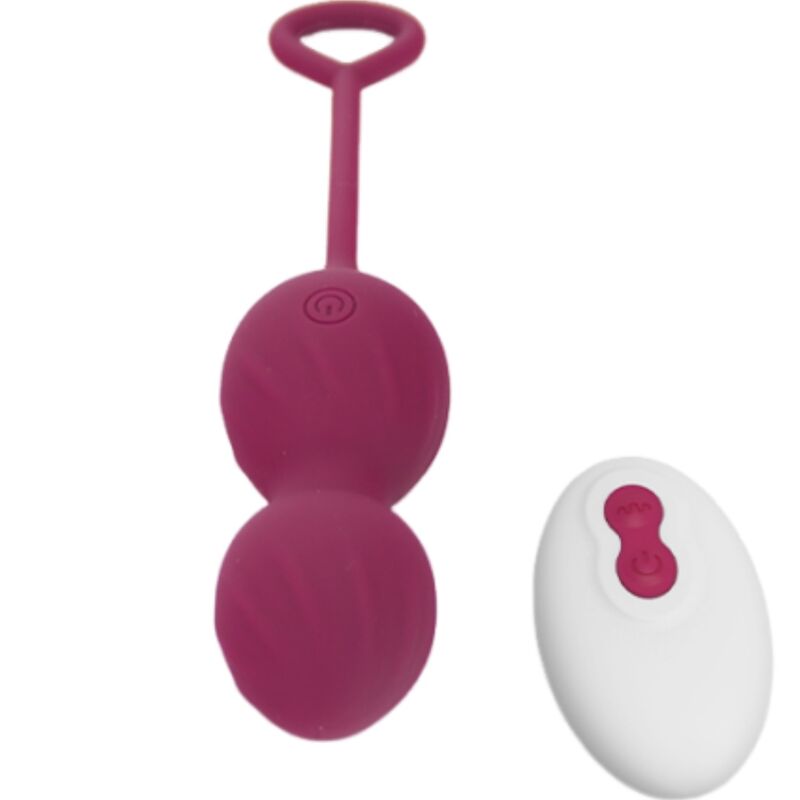 Close-up do ARMONY BLOSSOMS Haltere Vaginal Vibratório com Controlo Remoto, mostrando o design ergonómico e a cor vermelho escuro.