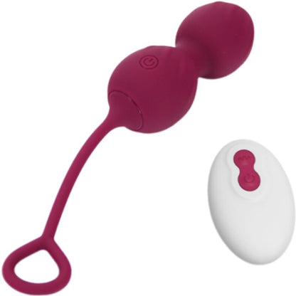 Close-up do ARMONY BLOSSOMS Haltere Vaginal Vibratório com Controlo Remoto, mostrando o design ergonómico e a cor vermelho escuro.