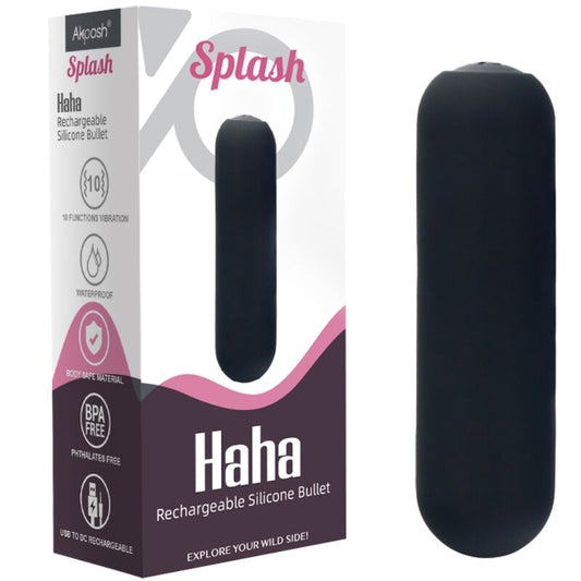 Close-up of the ARMONY Vibrador Bala Silicone 10 Vibrações USB, showing its sleek black design and compact size.