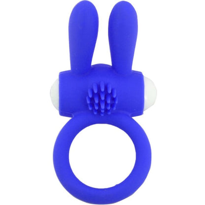 Anel vibrador ARMONY Mr Bunny em silicone azul para prazer a dois.