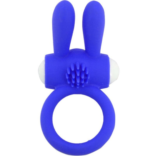 Anel vibrador ARMONY Mr Bunny em silicone azul para prazer a dois.