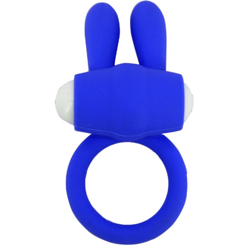 Anel vibrador ARMONY Mr Bunny em silicone azul para prazer a dois.