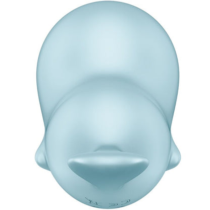 Satisfyer Sassy Seal Estimulador e Vibrador Azul, mostrando o design ergonómico e a ponta de estimulação.