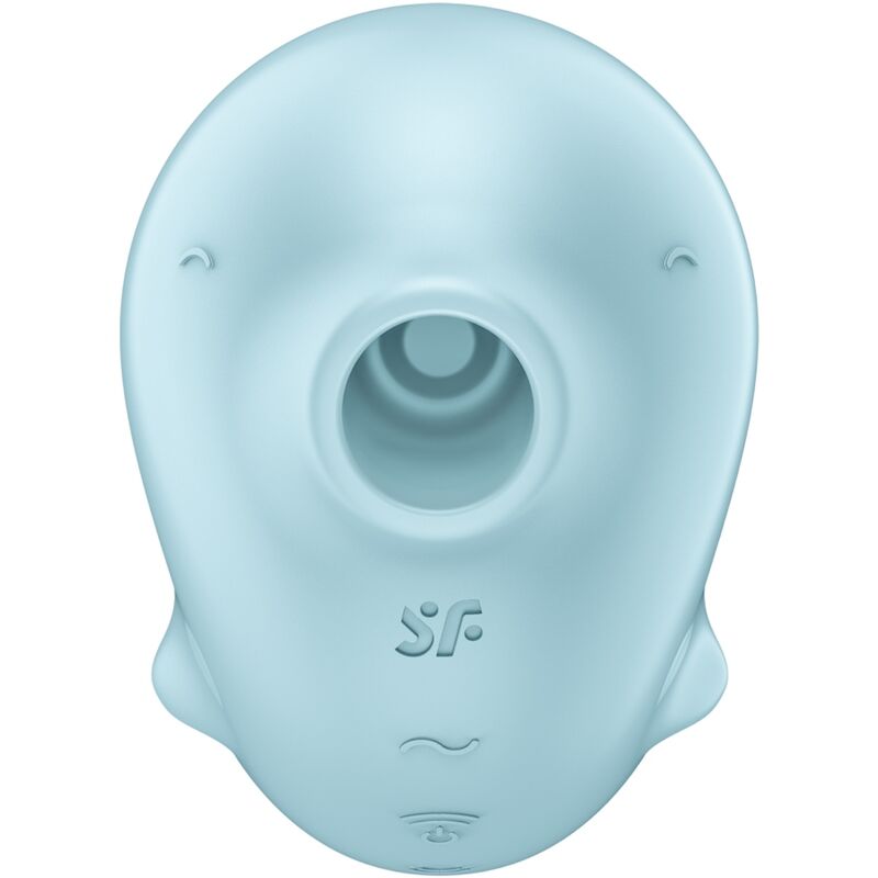 Satisfyer Sassy Seal Estimulador e Vibrador Azul, mostrando o design ergonómico e a ponta de estimulação.