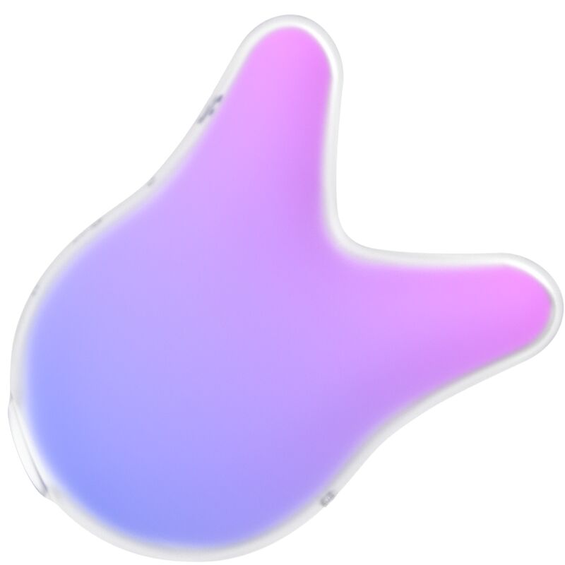Close-up do vibrador Satisfyer Mermaid Vibes roxo e rosa, destacando o design em silicone e a ponta para estimulação clitoriana.