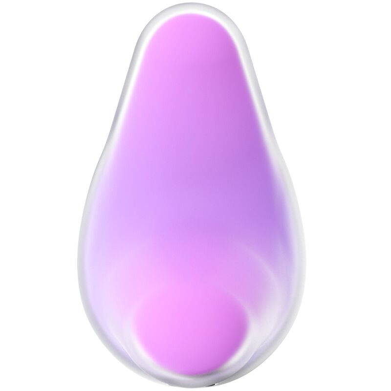 Close-up do vibrador Satisfyer Mermaid Vibes roxo e rosa, destacando o design em silicone e a ponta para estimulação clitoriana.